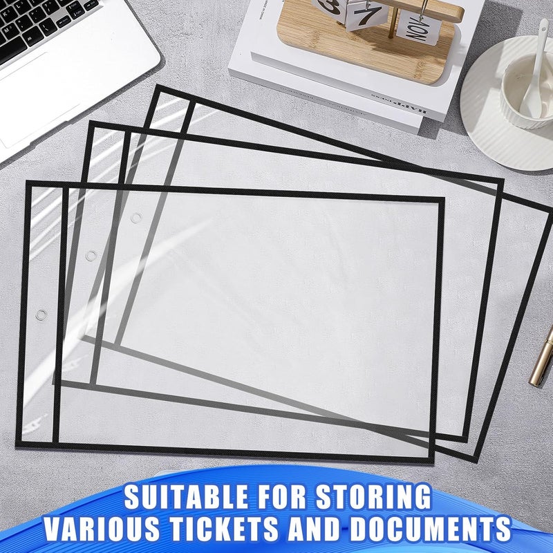 Feifeiya 10 Pack 11 x 17 Inch Job Ticket Holders, Dry Erase Pockets, Clear Paper Sleeves, Shop Ticket Holders, Writable and Erasable Document Cover, Transparent Pocket Cover(Black) - Image 5